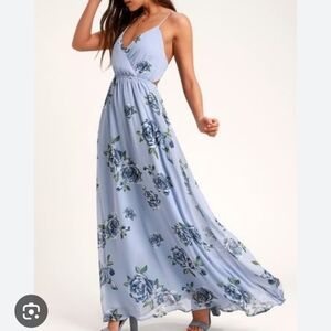 Lulus blue floral maxi dress